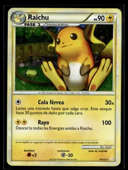 Pokemon TCG HeartGold SoulSilver #10/123 Raichu Cosmos Holo SPANISH - Image 1