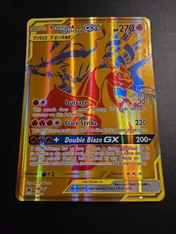 Pokemon Reshiram Charizard GX Full Art Gold Foil Card SM247 Ultra Rare. JUMBO! - Image 1