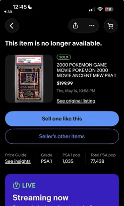 POKEMON GAME MOVIE POKEMON 2000 MOVIE ANCIENT MEW PSA 1 ✨🔥SHIPS FAST💨 - Image 2