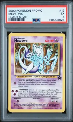 2000 POKEMON PROMO BLACK STAR #12 MEWTWO PSA 5 - Image 1