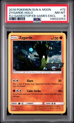2018 POKEMON SUN & MOON FORBIDDEN LIGHT #72 ZYGARDE-HOLO PSA 8 - Image 1