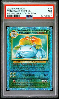 2002 POKEMON LEGENDARY COLLECTION #18 VENUSAUR-REVERSE FOIL PSA 7 - Image 1