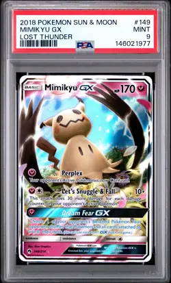 2018 POKEMON SUN & MOON LOST THUNDER #149 MIMIKYU GX PSA 9 - Image 1