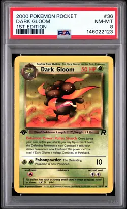 2000 POKEMON ROCKET 1ST EDITION #36 DARK GLOOM PSA 8 - Image 1