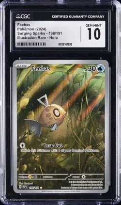 2024 POKEMON SURGING SPARKS ILLUSTRATION RARE HOLO FEEBAS CGC 10 GEM MINT - Image 1