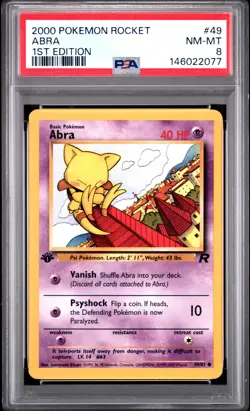2000 POKEMON ROCKET 1ST EDITION #49 ABRA PSA 8 - Image 1