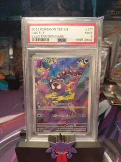2024 POKEMON TEF EN-TEMPORAL FORCES ILLUSTRATION RARE #177 GASTLY PSA 9 MINT - Image 1