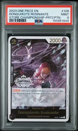 2023 ONE PIECE CHAMPIONSHIP-PARTICIPATION PROMOS #108 DONQUIXOTE ROSINANTE PSA 9 - Image 1