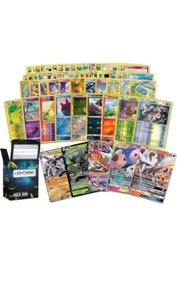 Pokemon 100 Pokemon Card Lot with Legendary Ultra Rare Cards- Bundle with Box - Image 1