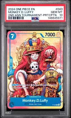 2024 ONE PIECE 2ND ANV TOURNAMENT-PARTICIPATION PROMO MONKEY D. LUFFY PSA 10 - Image 1