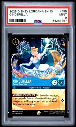 2025 DISNEY LORCANA WHISPERS IN THE WELL CINDERELLA DREAM COME TRUE PSA 9 - Image 1