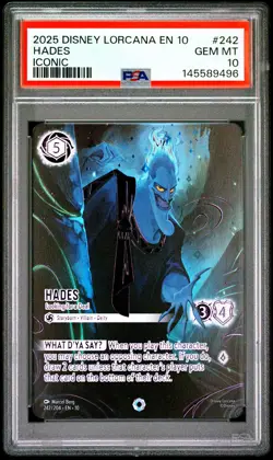 2025 DISNEY LORCANA WHISPERS IN THE WELL ICONIC HADES LOOKING FOR A DEAL PSA 10 - Image 1