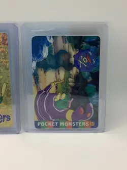 (2 cards) Vintage Pocket Monster Caterpie & Jigglypuff Vending Holo foil cards - Image 3