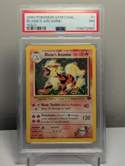 PSA 7 NM 2000 Blaine's Arcanine Gym Challenge #1 Holo Pokemon Card. - Image 1