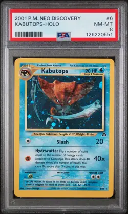 PSA 8 NM-MT Kabutops Neo Discovery Holo Rare Pokemon Card 6/75 - Image 1