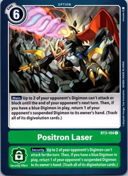 Positron Laser BT3-104 Black Common Option Digimon CCG Card - Image 1