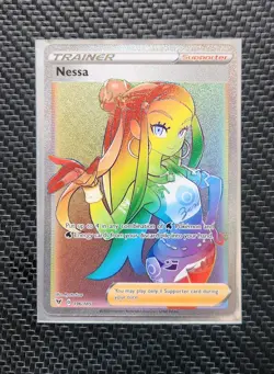 Pokemon Nessa TCG Full Art Secret Rainbow Rare Card 196/185 Vivid Voltage - Image 1