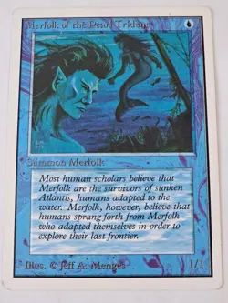 MTG - Merfolk of the Pearl Trident NM - Unlimited Edition - Image 1