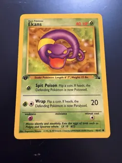 Pokemon TCG Ekans 46/62 Fossil 1st Edition Basic Common Regular 1999 - Image 1
