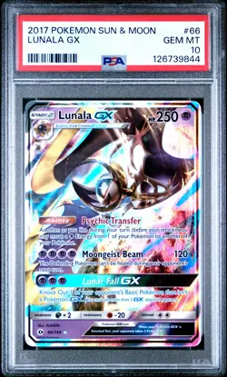 2017 POKEMON SUN & MOON #66 LUNALA GX PSA 10 - Image 1