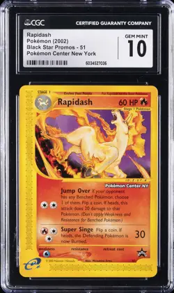 2002 POKEMON #51 RAPIDASH CGC 10 GEM MINT - Image 1