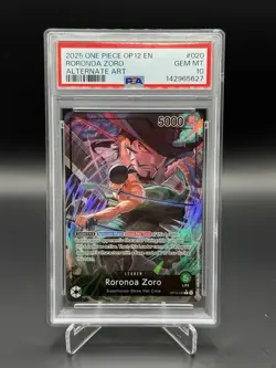 2025 One Piece Roronoa Zoro (020) (Alternate Art) OP12-020 English PSA 10 - Image 1