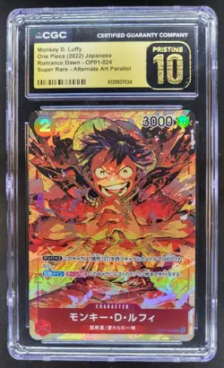 22 ONE PIECE JP MONKEY D. LUFFY SUPER RARE ALT ART OP01-024 CGC 10 PRISTINE H PT - Image 1