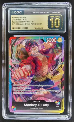 2025 ONE PIECE MONKEY D. LUFFY PROMO OP11 RELEASE EVENT CGC 10 PRISTINE H PT - Image 1