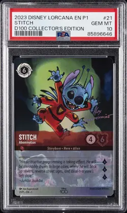 2023 DISNEY LORCANA EN P1-PROMO #21 STITCH - ABOMINATION PSA 10 - Image 1