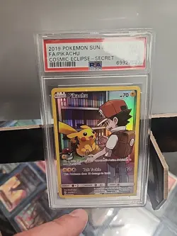 PSA 9 Pikachu FA Secret #241/236 Cosmic Eclipse Pokemon 2019 - Image 1