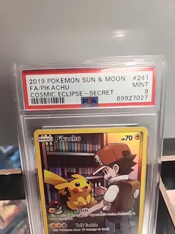 PSA 9 Pikachu FA Secret #241/236 Cosmic Eclipse Pokemon 2019 - Image 2