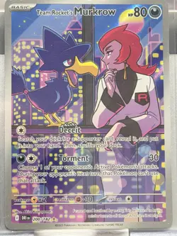 Team Rocket's Murkrow 200/182 Pokemon Destined Rivals Holo Illustration Rare - Image 3