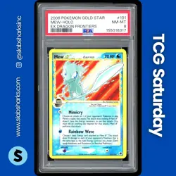 2006 POKEMON EX DRAGON FRONTIERS #101/101 MEW GOLD STAR HOLO PSA 8 - Image 1
