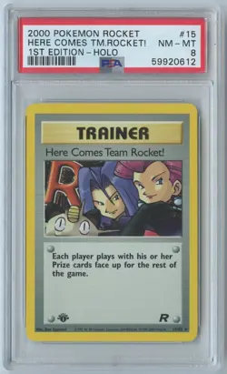 2000 Pokemon Rocket HERE COMES TM. ROCKET! #15 Holo NM - MT PSA 8 - Image 1