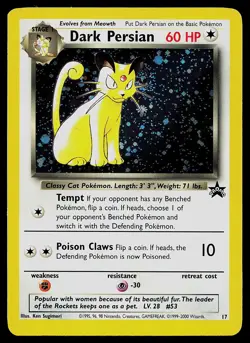Pokemon Card - Dark Persian WOTC Black Star Promo 17 Holo - Image 1