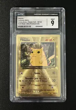CGC 9 Pikachu Gold Metal Card 58/102 Celebrations 25th UPC POKEMON 2021 - Image 1