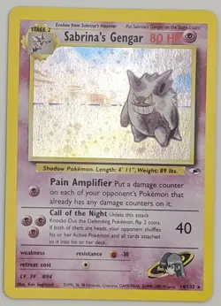 Pokemon Sabrina’s Gengar 14/132 Holo Rare Gym Heroes WOTC Vintage 2000 - Image 1
