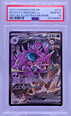 2025 POKEMON DESTINED RIVALS SIR TEAM ROCKET NIDOKING EX PSA 10 S005 - Image 1