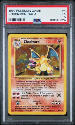 [PSA 5] Charizard Holo Base Set Unlimited #4 Pokemon TCG 1999 - Image 1
