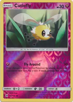 Pokemon - Cutiefly - 92/149 - Common - Reverse Holo - Sun & Moon Base Set - NM - Image 1
