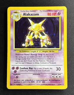 🔮 Alakazam 001/102 HP/MP Base Set Unlimited Holo WOTC Vintage Pokemon 1999 - Image 2