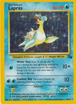 1999 Lapras #10/62 Holo MP+ Rare Pokemon Fossil Vintage WOTC - Image 1