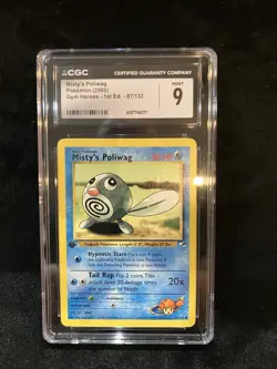 Pokemon Misty's Poliwag Gym Heroes 1st Edition CGC 9 87/132 2000 50HP Common - Image 1