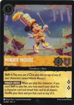 Minnie Mouse Disney Lorcana Drum Major Super Rare Shimmering Skies 15/204 - Image 1