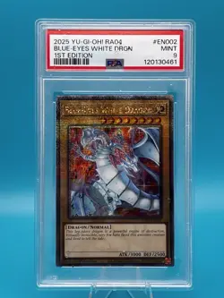 Yugioh TCG! Blue-Eyes White Dragon Quarter Century Secret Rare RA04-EN002 PSA 9 - Image 1