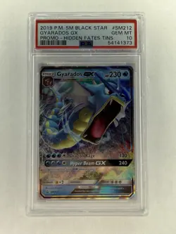2019 Gyarados GX Black Star Promo Card #SM212 PSA Gem MT 10 Hidden Fates Tin - Image 1