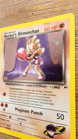 2000 Pokemon Gym Heroes Rocket's Hitmonchan Rare Card 11/132 excellent condition - Image 2