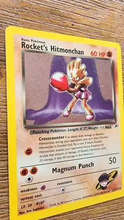 2000 Pokemon Gym Heroes Rocket's Hitmonchan Rare Card 11/132 excellent condition - Image 3