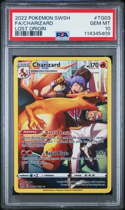 2022 POKEMON SWORD & SHIELD LOST ORIGIN #TG03 FULL ART/CHARIZARD PSA 10 - Image 1