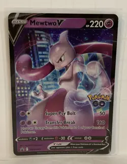Pokemon TCG - Mewtwo V - SWSH223 - Black Star Promo Holo Stamped - Pokemon Go - Image 1